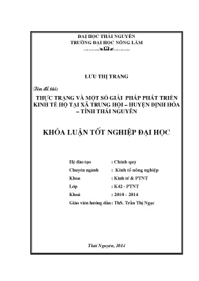 Giải pháp phát triển kinh tế hộ tại xã Trung Hội, huyện