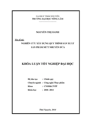 Quy trình sản xuất mứt nhuyễn dứa: Nghiên cứu thạc sĩ