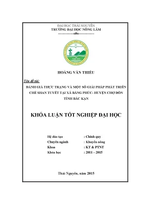 Đánh Giá Thực Trạng Và Giải Pháp Phát Triển Chè Shan