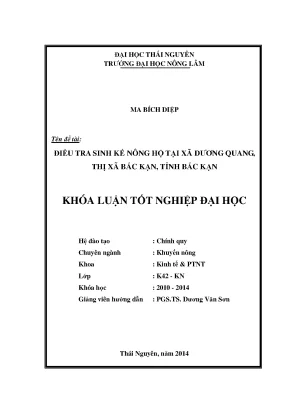 Nghiên cứu sinh kế nông hộ tại xã Dương Quang, Bắc Kạn