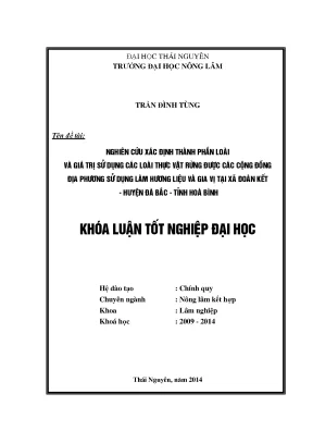 Nghiên cứu thành phần và giá trị sử dụng thực vật rừng