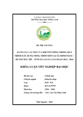 Vai trò của khuyến nông trong xây dựng nông thôn mới tại
