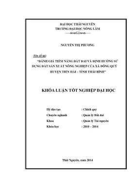 Đánh giá tiềm năng đất đai và định hướng sử dụng đất