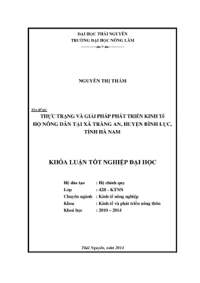 Thực Trạng Và Giải Pháp Phát Triển Kinh Tế Hộ Nông Dân
