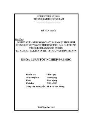 Nghiên cứu ảnh hưởng của tuổi và diện tích dinh dưỡng