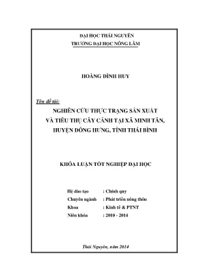 Nghiên cứu sản xuất và tiêu thụ cây cảnh tại xã Minh