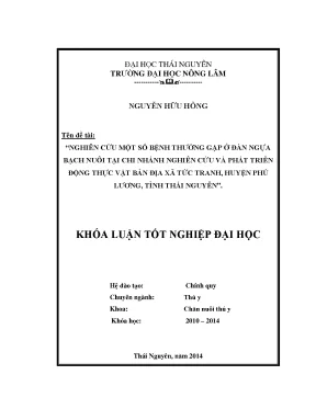 Nghiên cứu bệnh thường gặp ở đàn ngựa bạch tại xã Tức