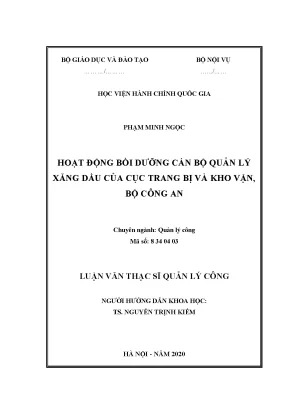 Luận Văn Thạc Sĩ: Bồi Dưỡng Cán Bộ Quản Lý Xăng Dầu Tại