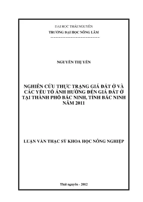 Nghiên cứu thực trạng giá đất ở và yếu tố ảnh hưởng tại