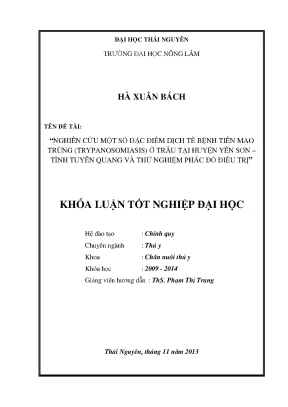 Nghiên cứu dịch tễ bệnh trypanosomiasis ở trâu tại Yên