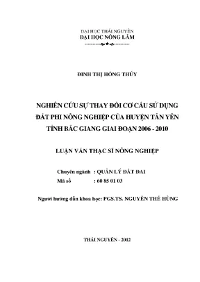 Nghiên cứu sự thay đổi cơ cấu sử dụng đất phi nông