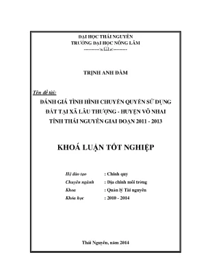 Đánh giá chuyển quyền sử dụng đất tại xã Lâu Thượng,