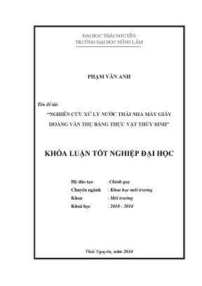 Nghiên cứu xử lý nước thải nhà máy giấy bằng thực vật