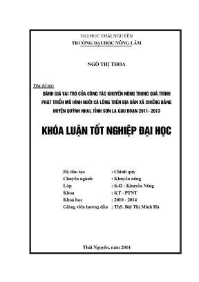 Vai trò công tác khuyến nông trong phát triển mô hình