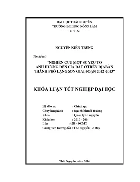 Yếu tố ảnh hưởng đến giá đất tại Lạng Sơn (2012-2013)