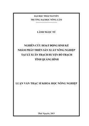 Nghiên cứu sinh kế và phát triển nông nghiệp tại xã Xuân