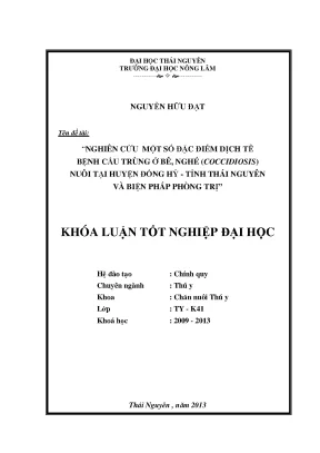 Nghiên cứu đặc điểm dịch tễ và biện pháp phòng trị bệnh