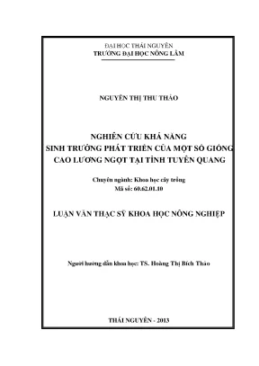 Nghiên cứu khả năng sinh trưởng của giống cao lương ngọt