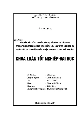 Luận văn thạc sĩ: Cây thuốc bản địa phòng trị tiêu chảy