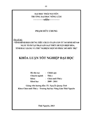 Nghiên cứu hội chứng tiêu chảy ở lợn con từ sơ sinh đến