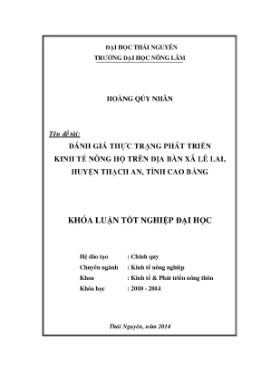 Đánh Giá Thực Trạng Phát Triển Kinh Tế Nông Hộ Tại Xã Lê
