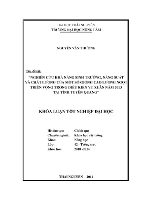 Nghiên cứu sinh trưởng, năng suất và chất lượng giống