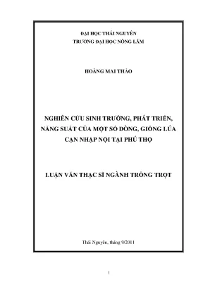 Nghiên cứu sinh trưởng và năng suất các dòng lúa cạn