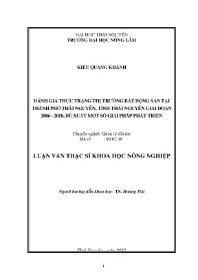 Đánh Giá Thực Trạng Thị Trường Bất Động Sản Thái Nguyên