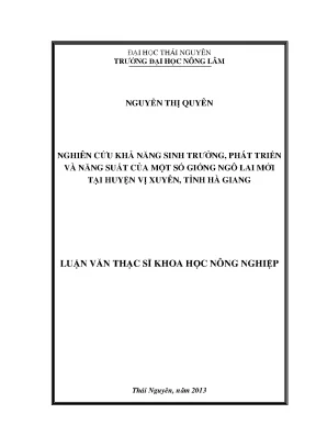 Nghiên cứu năng suất và khả năng sinh trưởng của giống