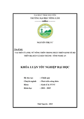 Vai trò của phụ nữ trong phát triển kinh tế hộ tại xã