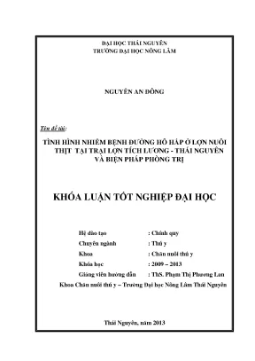 Nghiên cứu nhiễm bệnh hô hấp ở lợn nuôi thịt tại Trại
