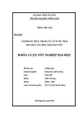 Đánh giá xử lý nước thải tại nhà máy cốc hóa Thái Nguyên