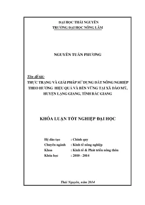 Thực Trạng Và Giải Pháp Sử Dụng Đất Nông Nghiệp Hiệu