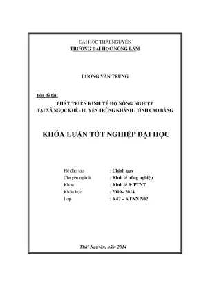 Phát triển kinh tế hộ nông nghiệp tại xã Ngọc Khê, Trùng