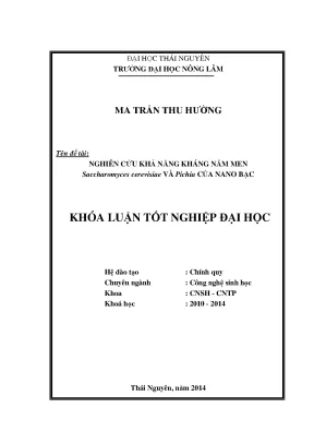 Nghiên cứu khả năng kháng nấm men Saccharomyces