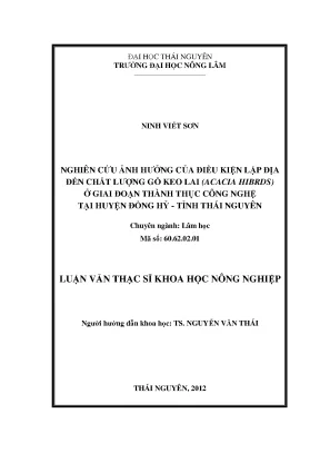Nghiên cứu ảnh hưởng điều kiện lập địa đến chất lượng gỗ