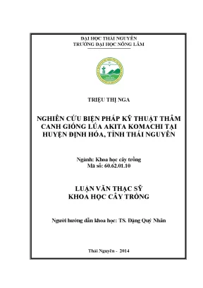 Nghiên cứu kỹ thuật thâm canh lúa Akita Komachi tại Định
