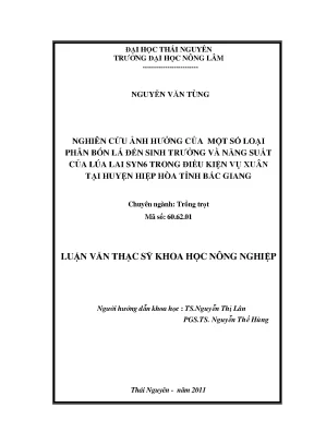 Nghiên cứu ảnh hưởng phân bón lá đến sinh trưởng và năng