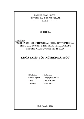 Nghiên cứu hoàn thiện quy trình nhân giống cây hoa đồng