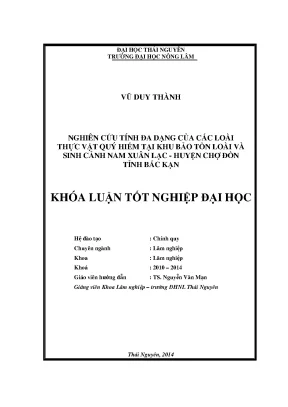 Nghiên cứu đa dạng thực vật quý hiếm tại khu bảo tồn Nam