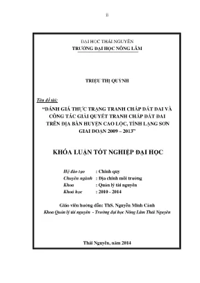 Đánh Giá Thực Trạng Và Giải Quyết Tranh Chấp Đất Đai Tại