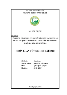 Ứng Dụng Công Nghệ Tin Học Và Máy Toàn Đạc Trong Đo Vẽ