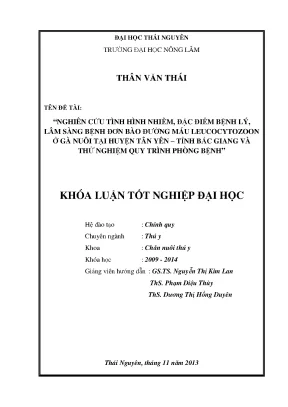 Nghiên cứu bệnh Leucocytozoon ở gà tại Tân Yên, Bắc