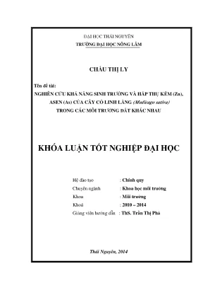 Nghiên cứu khả năng sinh trưởng và hấp thụ kẽm (Zn) và