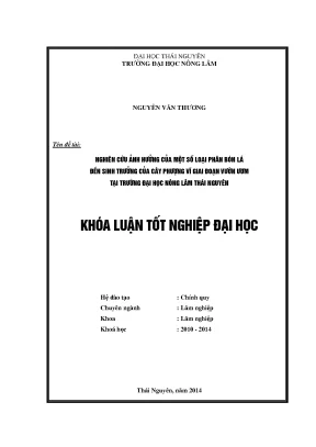 Nghiên cứu ảnh hưởng của phân bón lá đến sinh trưởng cây