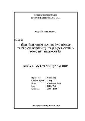 Nhiễm bệnh đường hô hấp ở lợn tại trại Tân Thái, Đồng