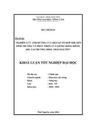 Nghiên cứu ảnh hưởng của tổ hợp NPK đến sinh trưởng