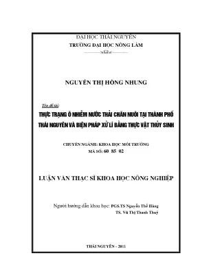 Thực Trạng Ô Nhiễm Nước Thải Chăn Nuôi Tại Thái Nguyên
