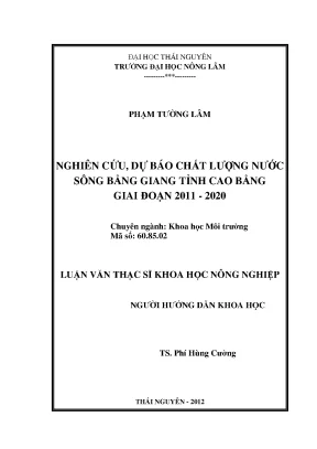 Luận Văn Thạc Sĩ: Dự Báo Chất Lượng Nước Sông Bằng Giang