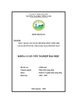Thực Trạng Xây Dựng Mô Hình Nông Thôn Mới Tại Xã Huyền